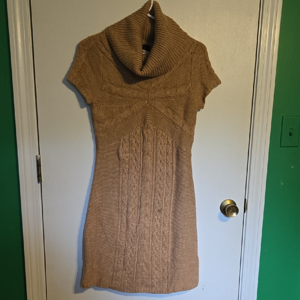 R&K Tan Cowl Neck Sweater Dress